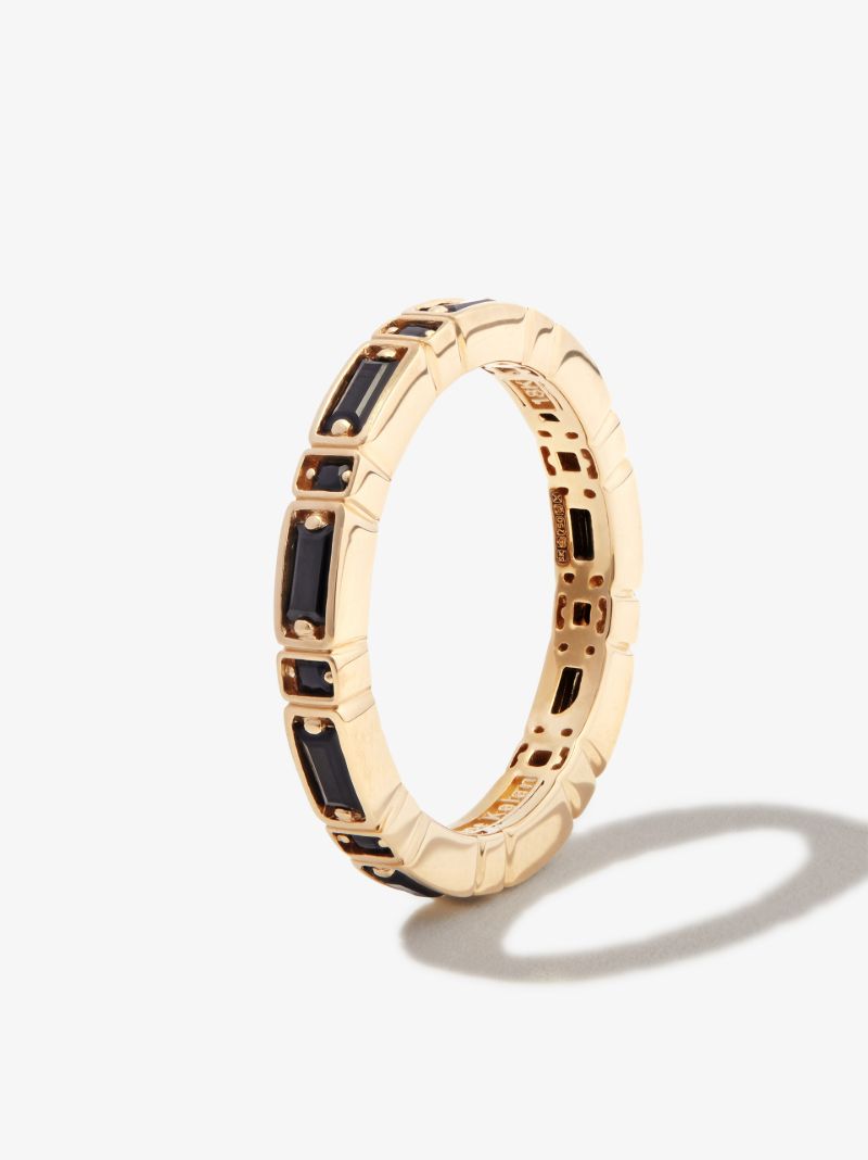 18kt Yellow Gold Inlay Sideways Sapphire Eternity Band Ring