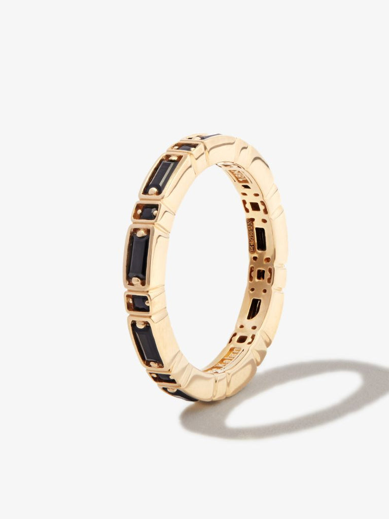 18kt Yellow Gold Inlay Sideways Sapphire Eternity Band Ring