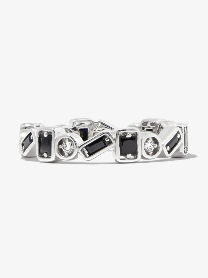 18kt White Gold Inlay Zigzag Sapphire Eternity Band Ring