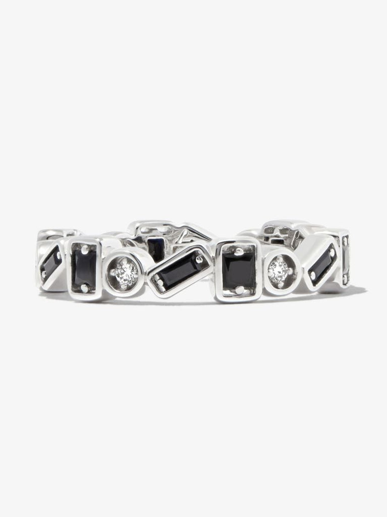 18kt White Gold Inlay Zigzag Sapphire Eternity Band Ring