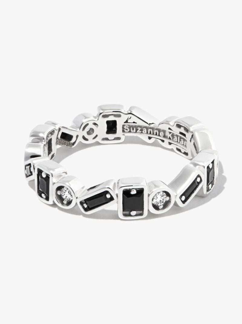 18kt White Gold Inlay Zigzag Sapphire Eternity Band Ring