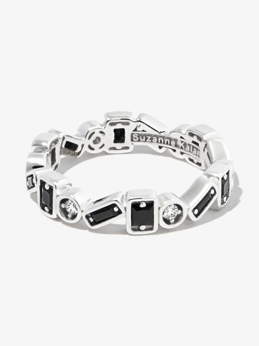 18kt White Gold Inlay Zigzag Sapphire Eternity Band Ring