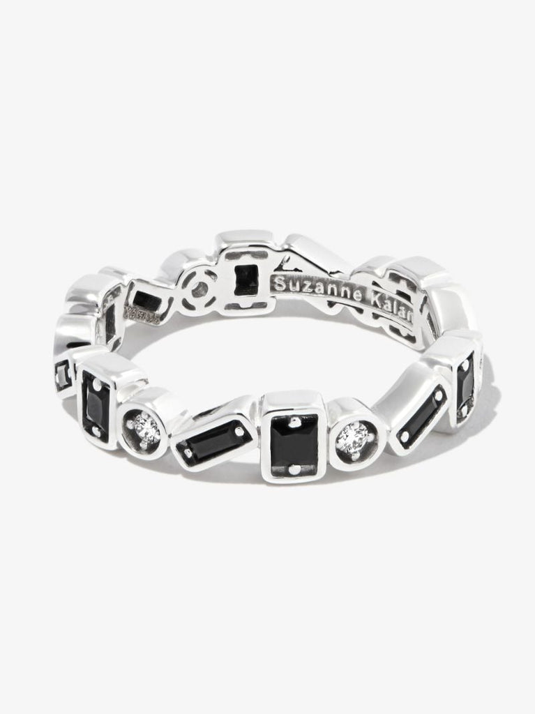 18kt White Gold Inlay Zigzag Sapphire Eternity Band Ring