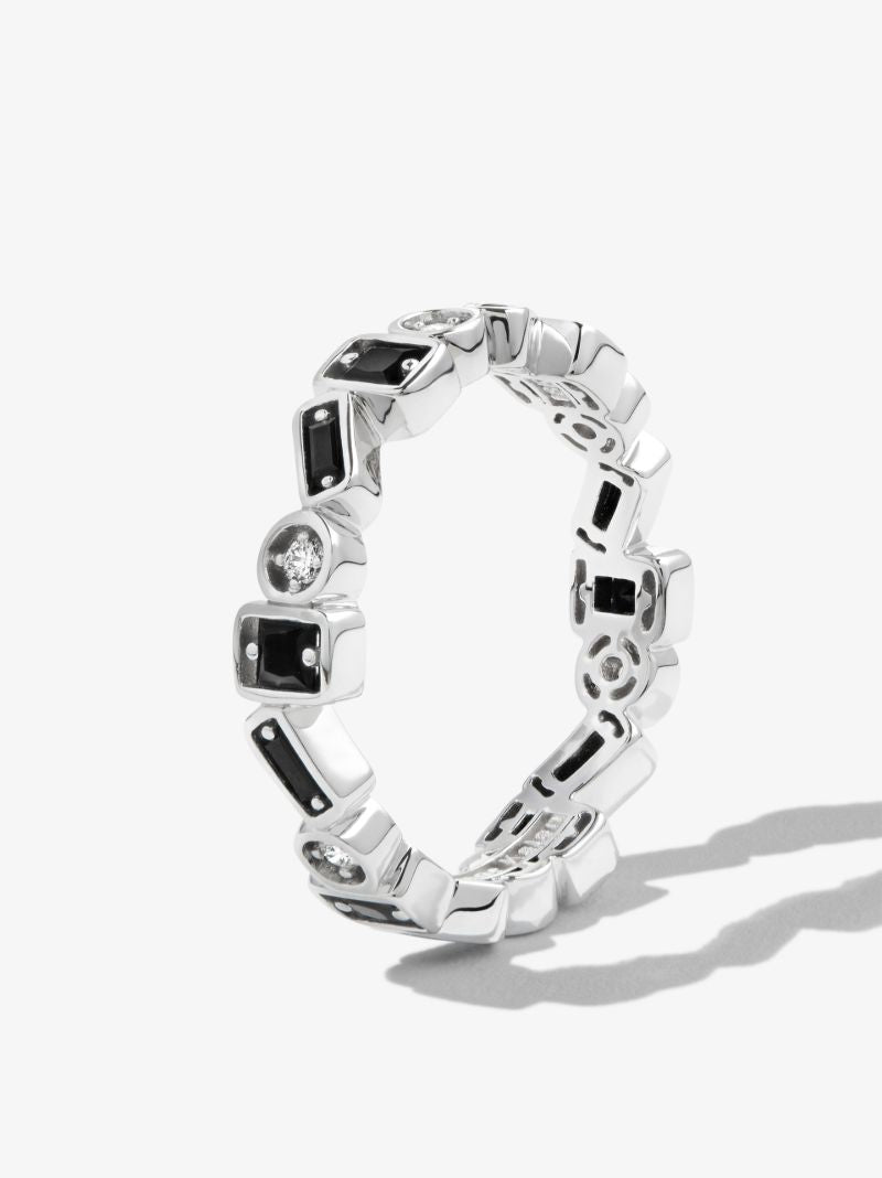18kt White Gold Inlay Zigzag Sapphire Eternity Band Ring