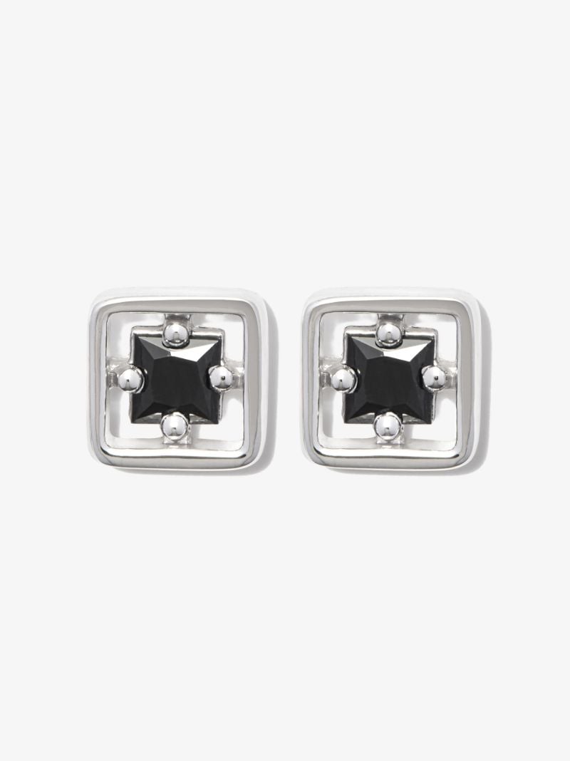 18kt White Gold Inlay Sapphire Stud Earrings