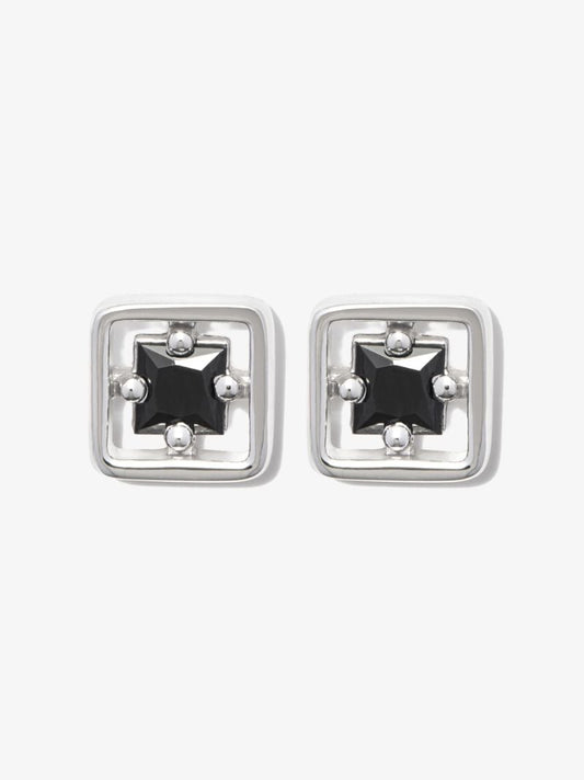 18kt White Gold Inlay Sapphire Stud Earrings