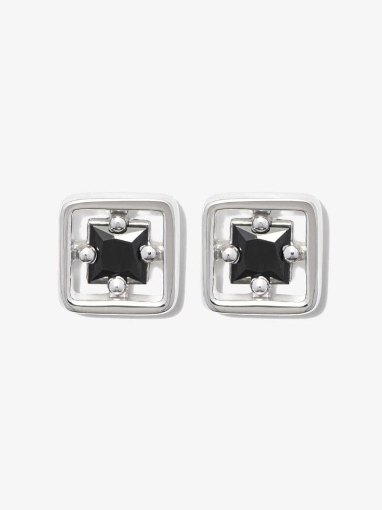 18kt White Gold Inlay Sapphire Stud Earrings