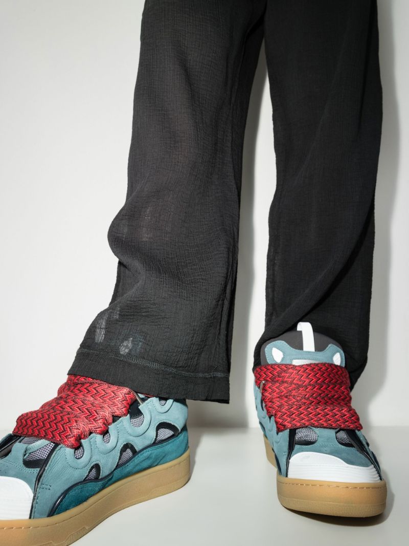 Blue Curb Leather Sneakers