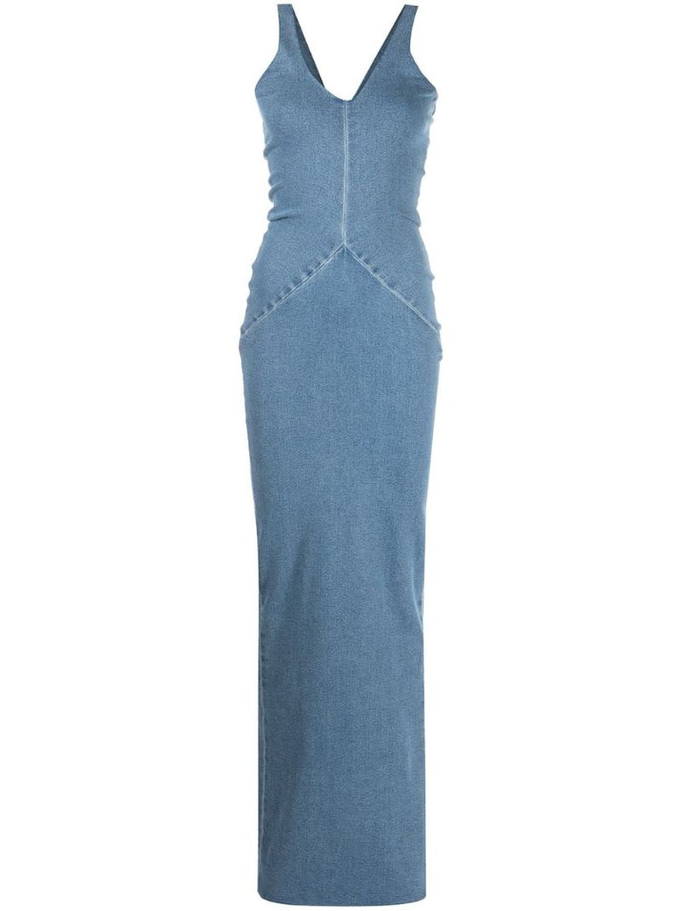 Blue Denim Maxi Dress