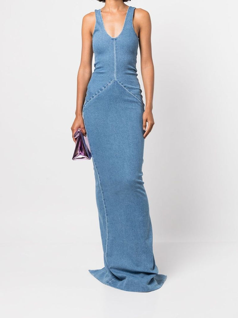 Blue Denim Maxi Dress