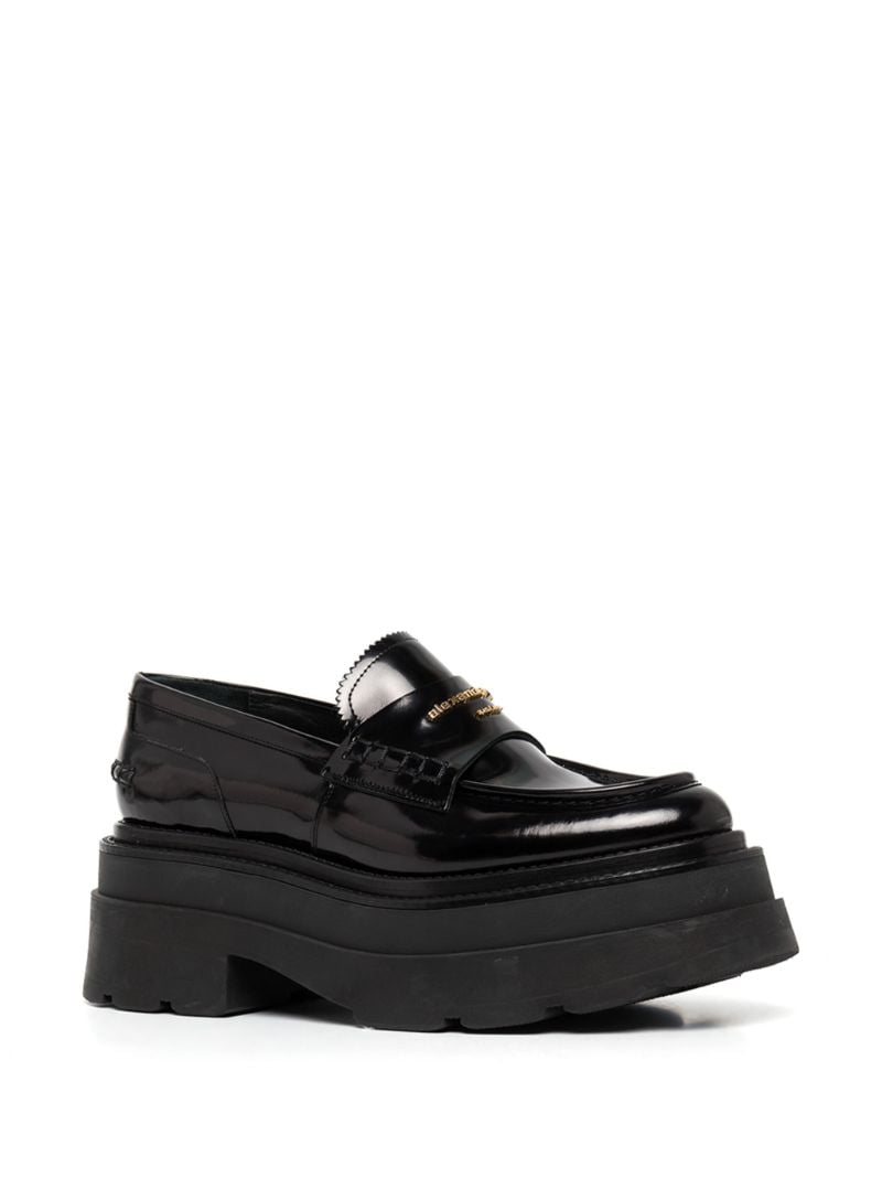 Black Chunky Sole Leather Loafers