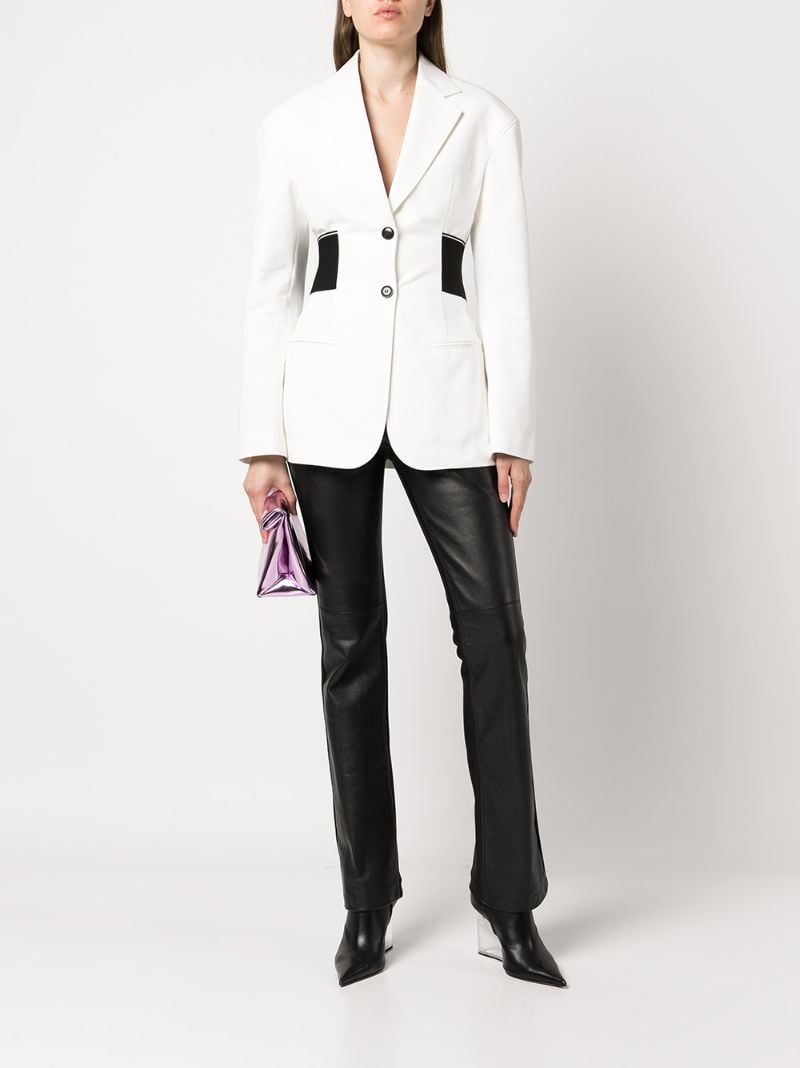 White Logo Waistband Single-breasted Cotton Blazer