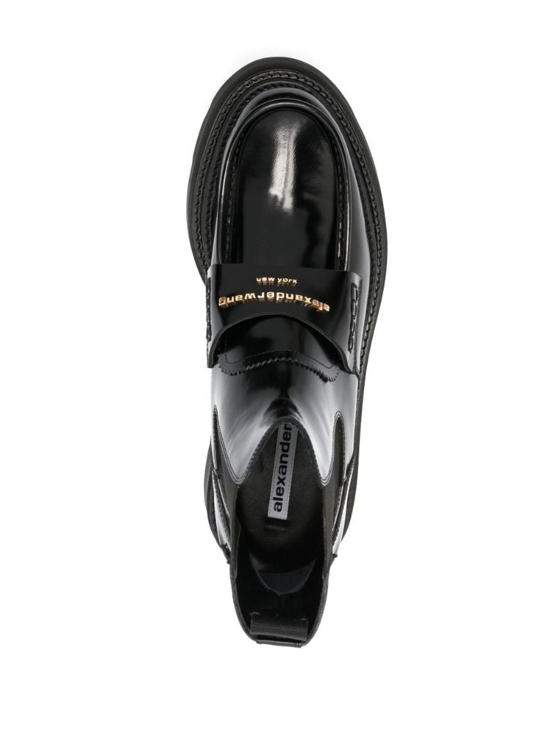 Black Logo Plaque Leather Ankle Boots