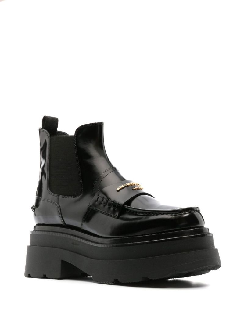 Black Logo Plaque Leather Ankle Boots