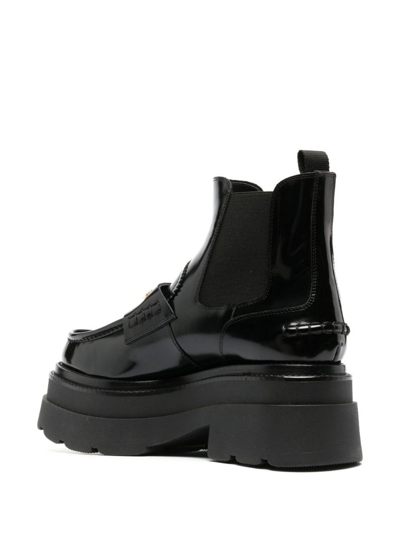 Black Logo Plaque Leather Ankle Boots