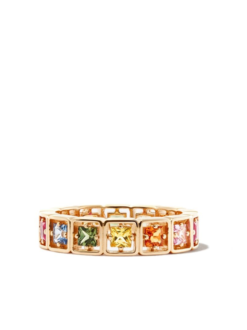 18k Yellow Gold Rainbow Sapphire Ring