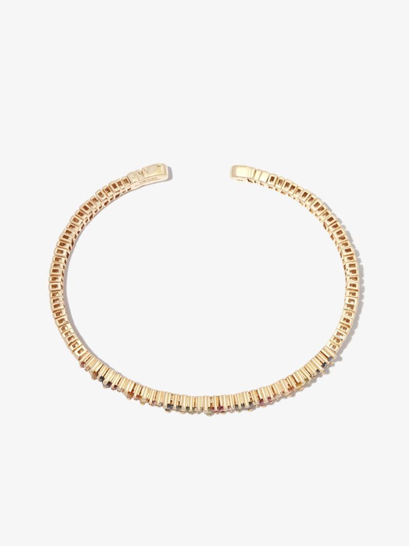 18k Yellow Gold Rainbow Fireworks Sapphire Diamond Bangle