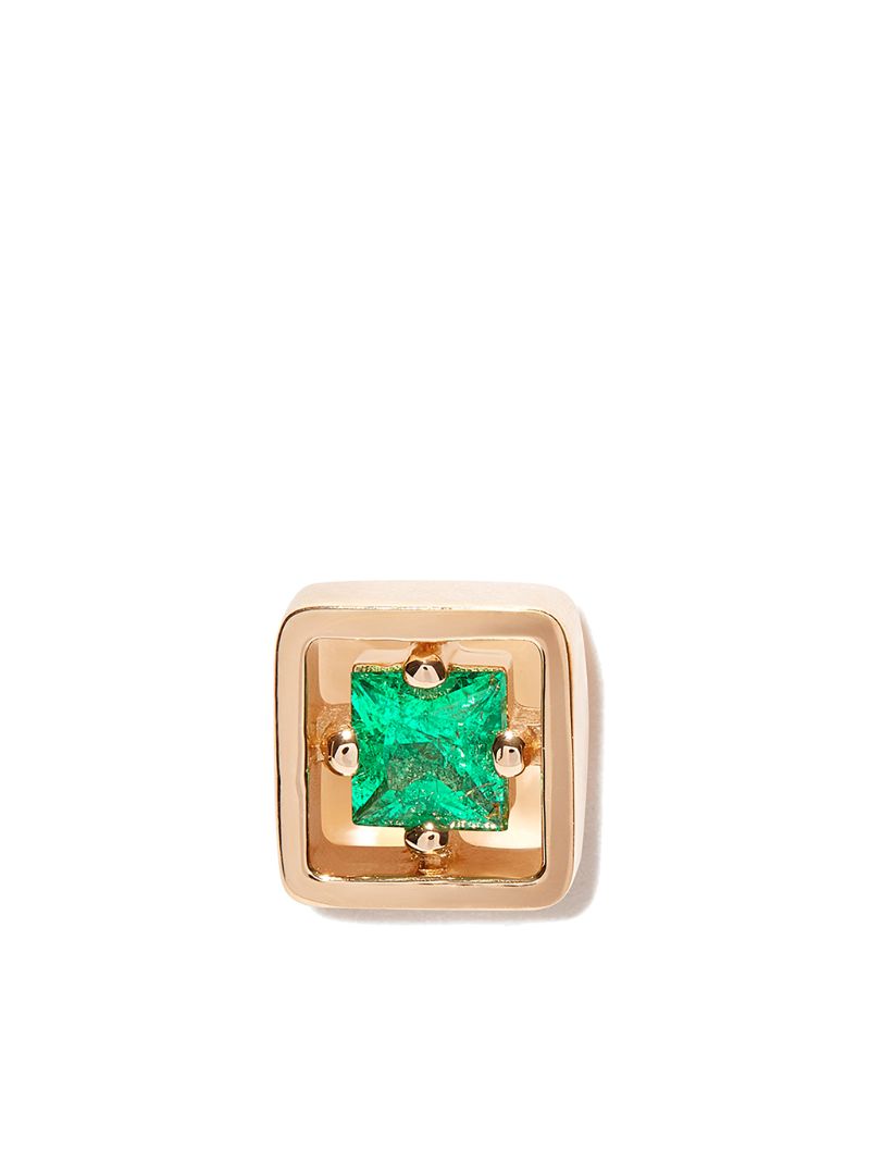 18k Yellow Gold Emerald Stud Earring