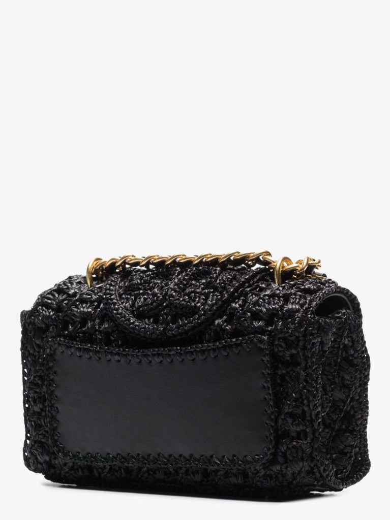 Black Fleming Small Raffia Shoulder Bag