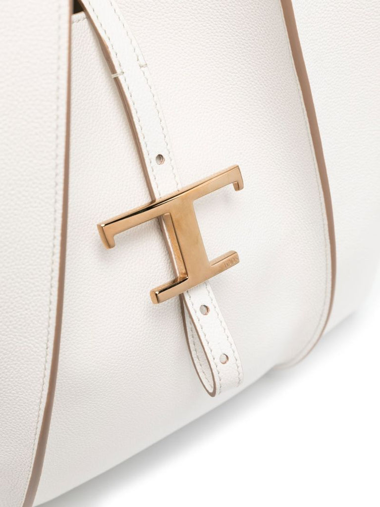 White Shopping Leather Tote Bag