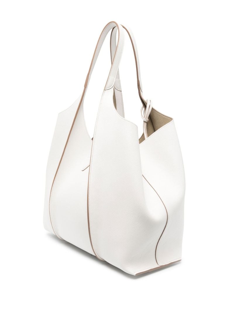 White Shopping Leather Tote Bag