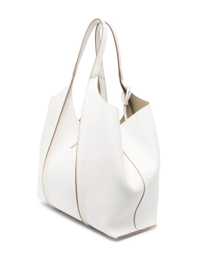 White Shopping Leather Tote Bag