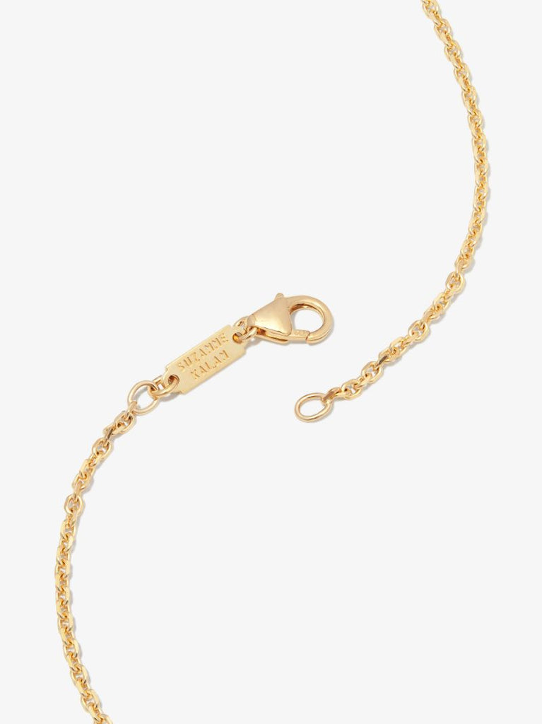 18kt Yellow Gold Inlay Sapphire Dog Tag Pendant Necklace