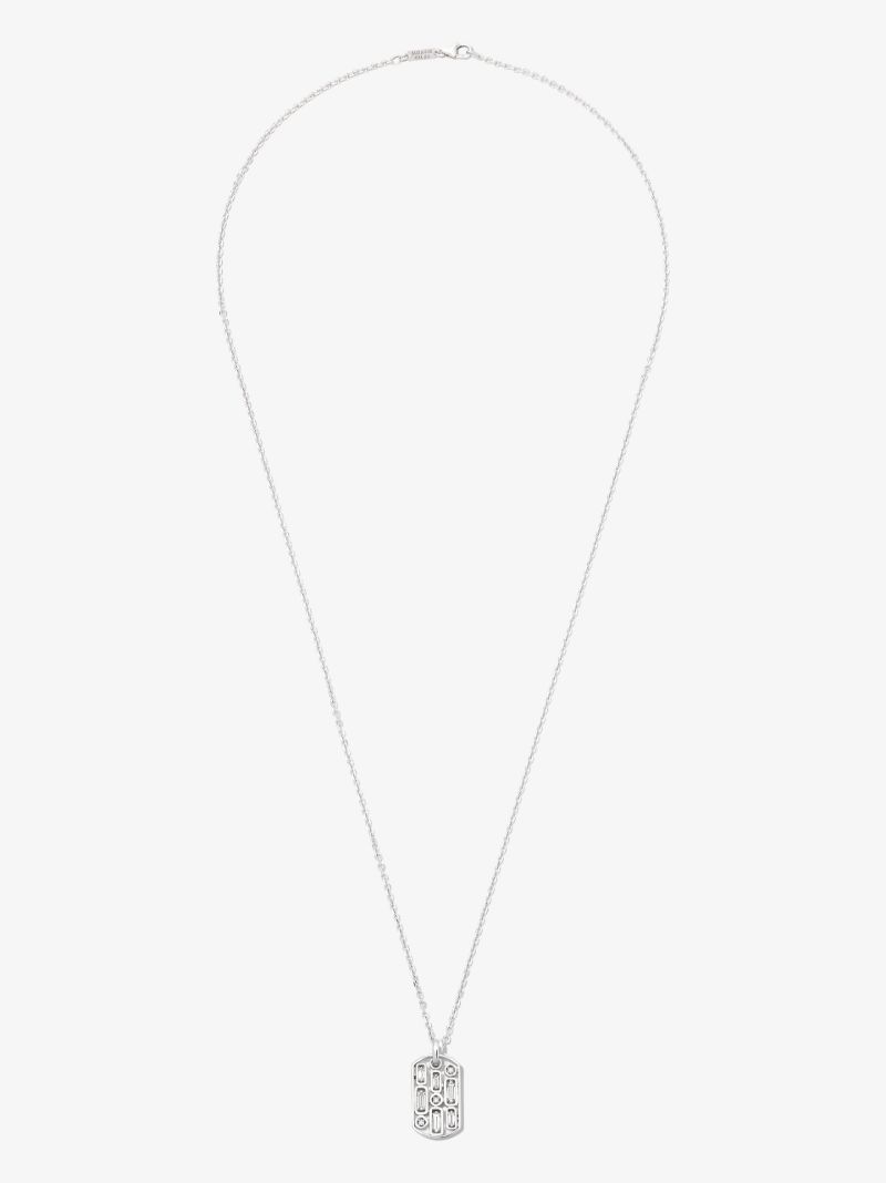 18k White Gold Diamond Tag Necklace