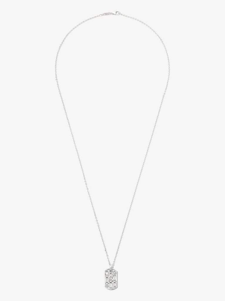 18k White Gold Diamond Tag Necklace