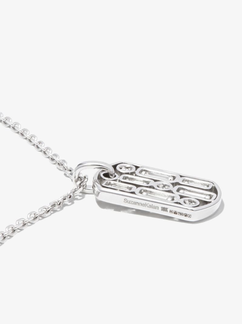 18k White Gold Diamond Tag Necklace