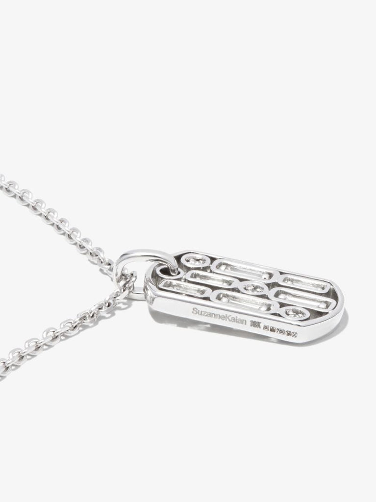 18k White Gold Diamond Tag Necklace