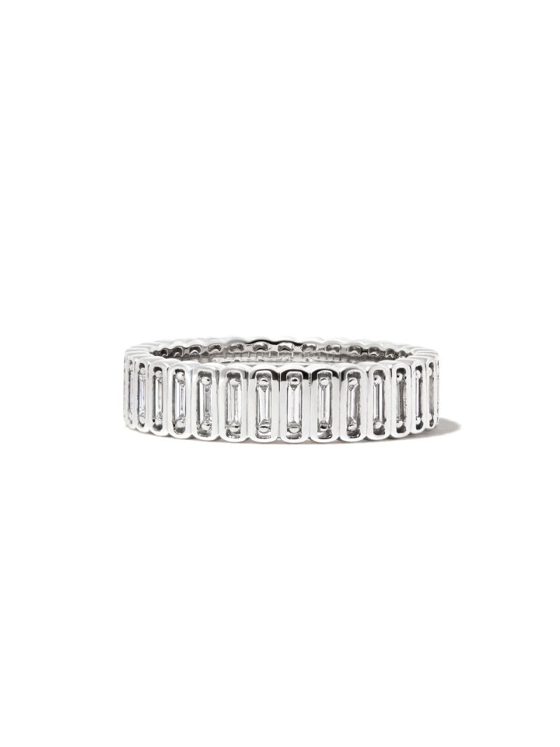 18kt White Gold Inlay Diamond Eternity Band Ring