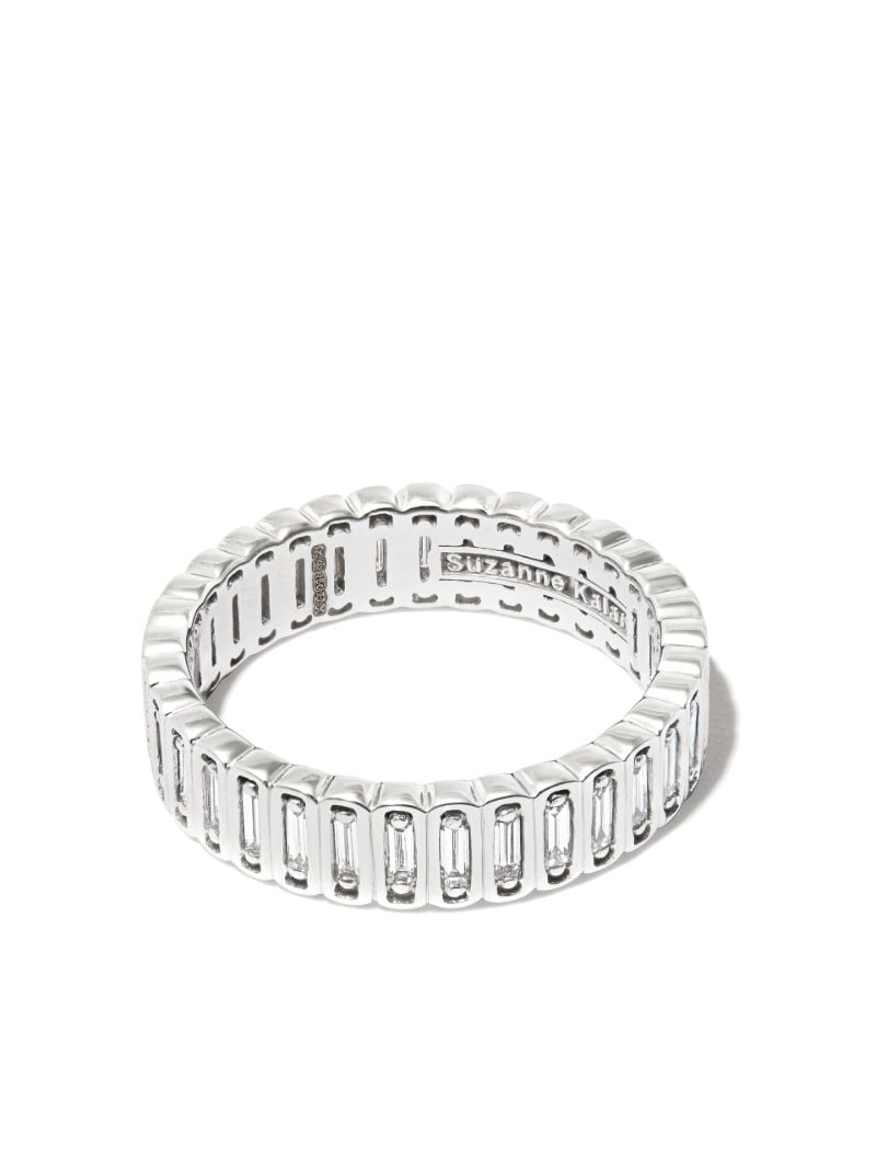 18kt White Gold Inlay Diamond Eternity Band Ring