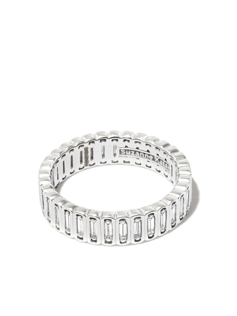 18kt White Gold Inlay Diamond Eternity Band Ring