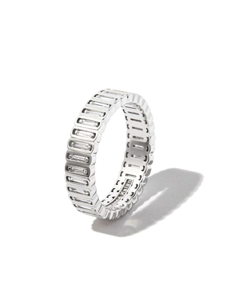 18kt White Gold Inlay Diamond Eternity Band Ring