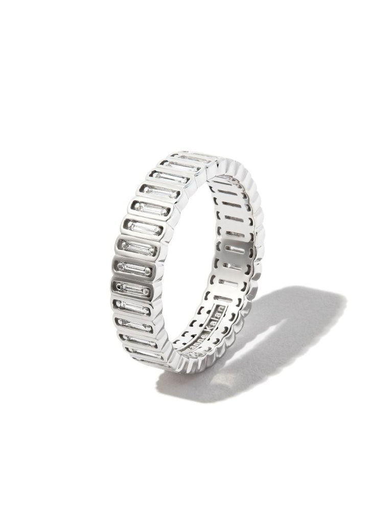 18kt White Gold Inlay Diamond Eternity Band Ring