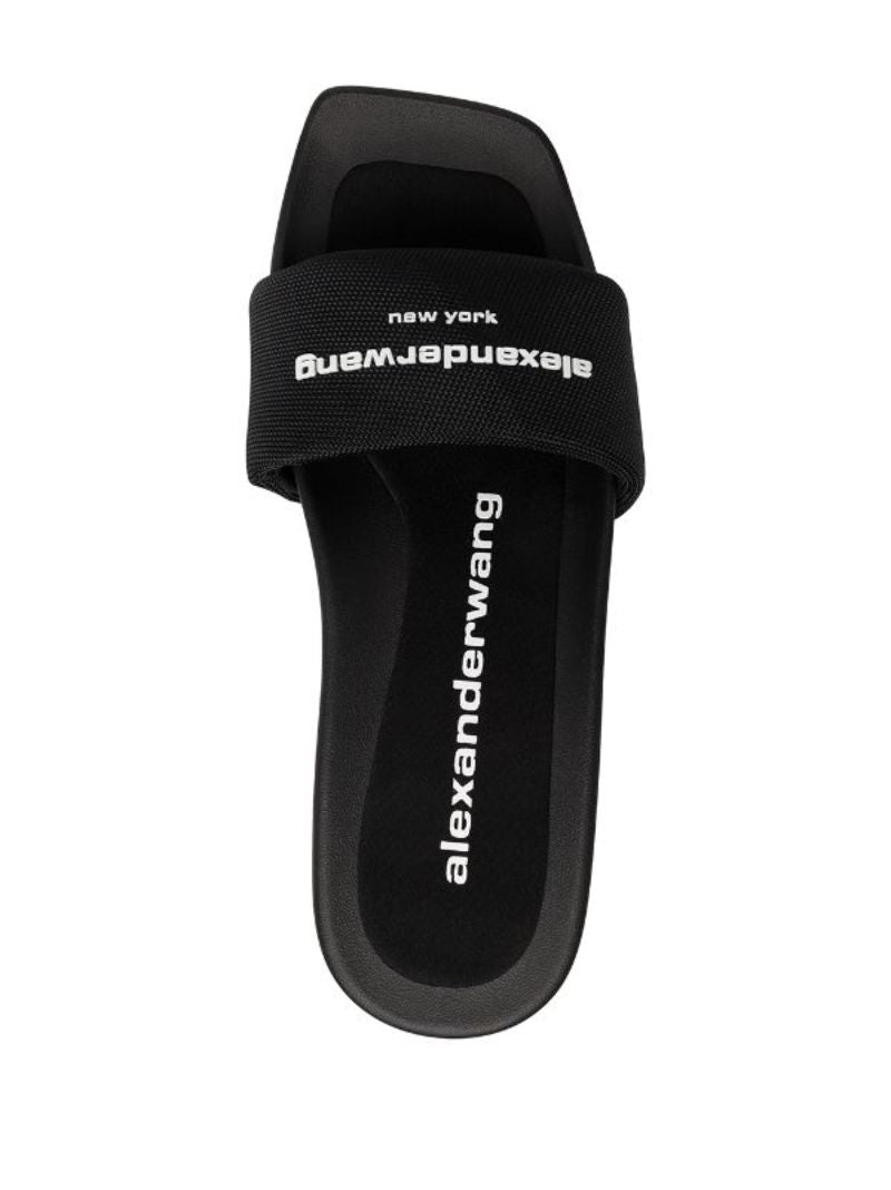 Black Logo Strap Platform Slides