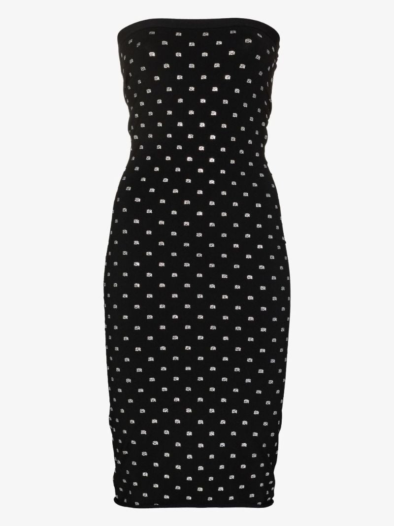 Black Crystal-embellished Bandeau Dress