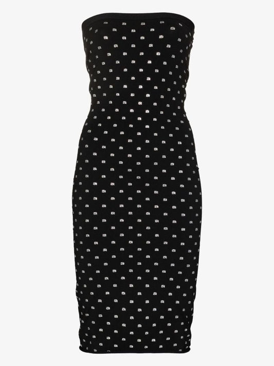 Black Crystal-embellished Bandeau Dress