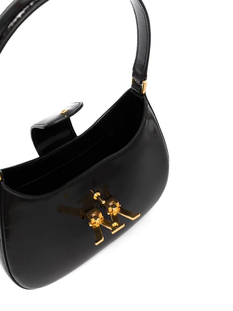 Black Logo Plaque Leather Shoulder Bag