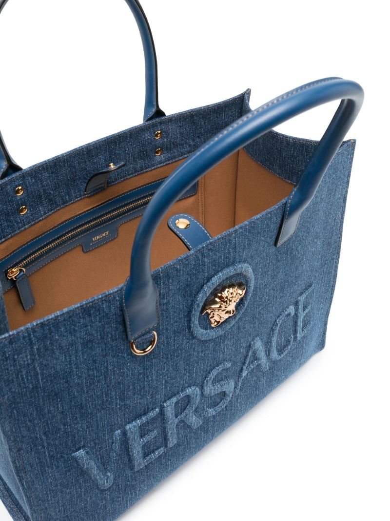 Blue Logo Denim Tote Bag