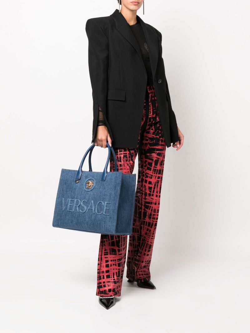 Blue Logo Denim Tote Bag