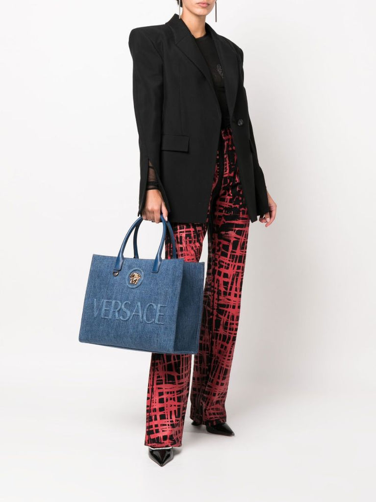 Blue Logo Denim Tote Bag