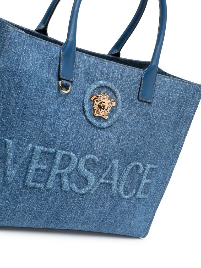 Blue Logo Denim Tote Bag