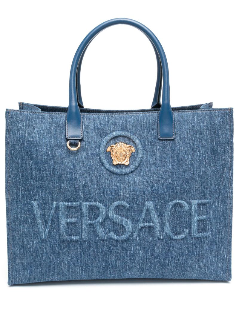 Blue Logo Denim Tote Bag
