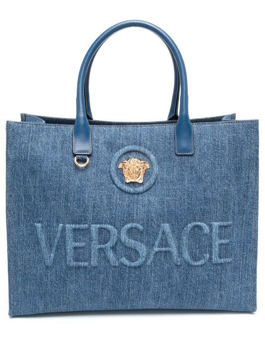 Blue Logo Denim Tote Bag