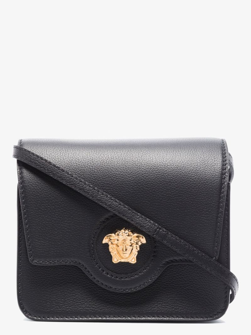Black La Medusa Leather Cross Body Bag