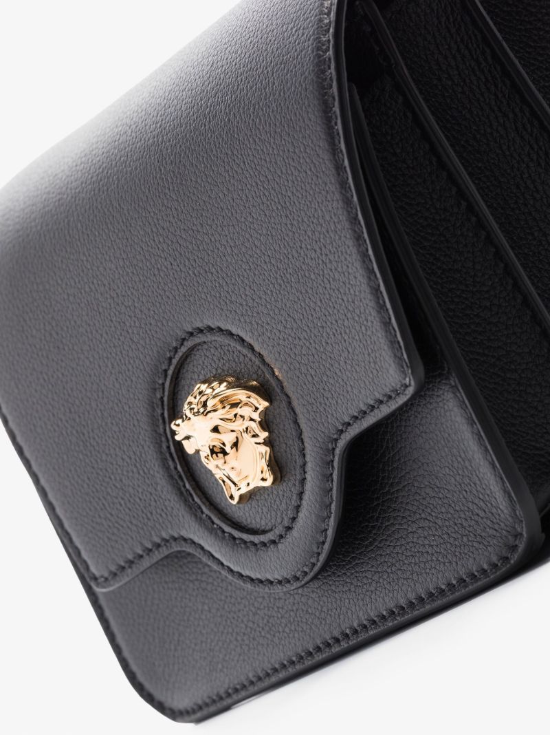 Black La Medusa Leather Cross Body Bag