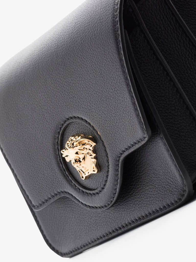 Black La Medusa Leather Cross Body Bag
