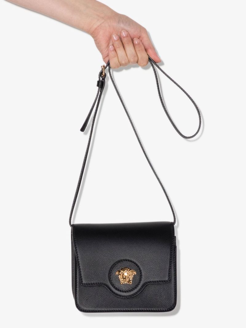 Black La Medusa Leather Cross Body Bag